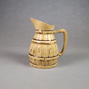 Tonneau pitcher - beige - old crockery - vintage French