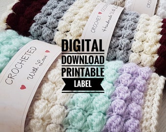 PRINTABLE Blanket Bands | PDF download | Crocheted With Love | Handmade Crochet Goodness | Print on Kraft Card