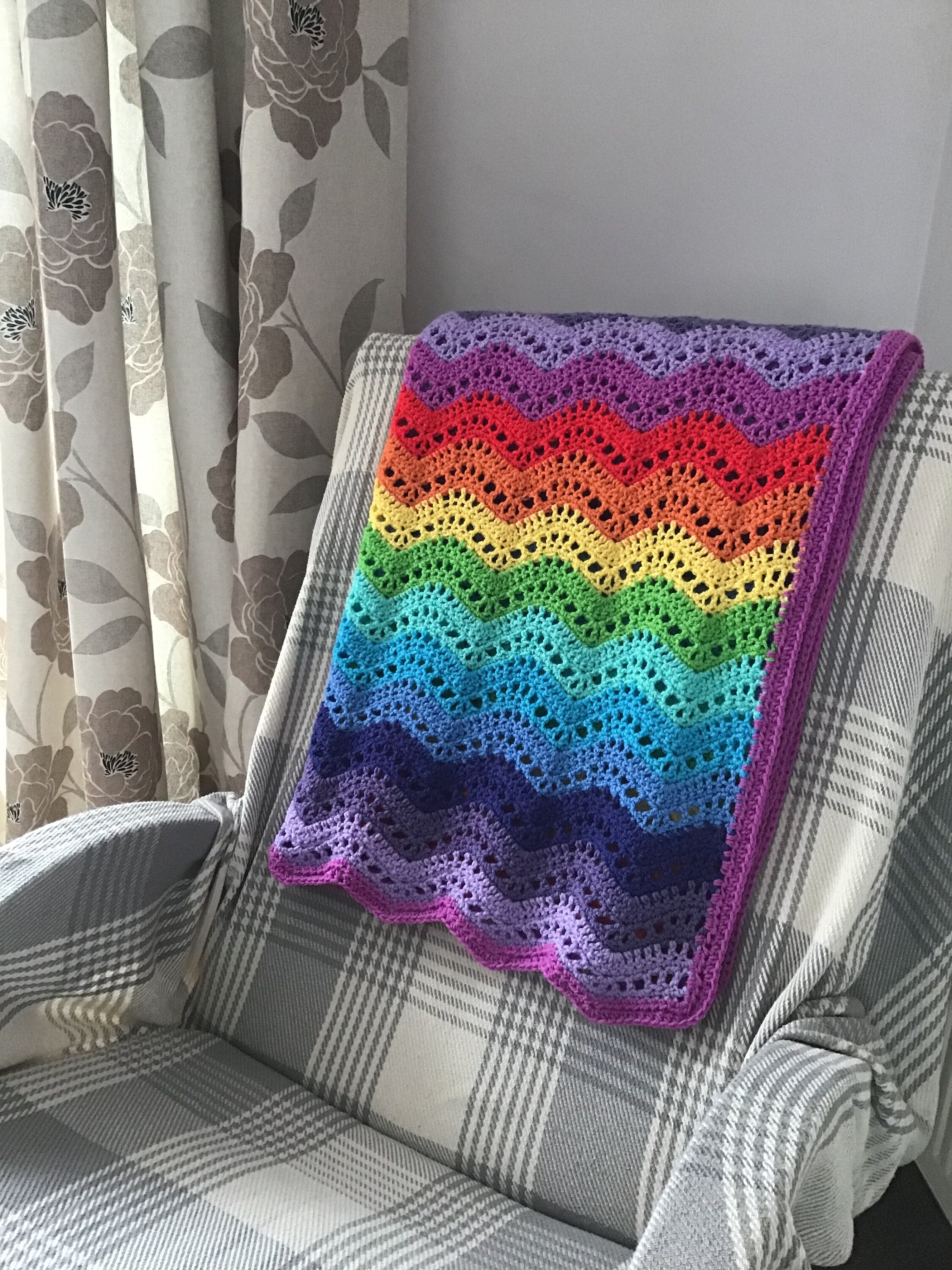 Crochet Pattern Childs Rainbow Ripple Blanket Single Bed Etsy