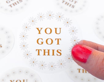 You Got This Sticker | Daisy Sticker | Clear Floral Sticker | Motivational Vinyl Sticker | Clear Vinyl Sticker | 2x2in