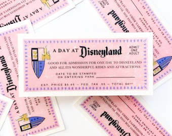Disneyland Vintage Ticket Vinyl Sticker | Disney Sticker | Disneyland Ticket Sticker | Vintage Ticket | Waterproof | 3x1.5in