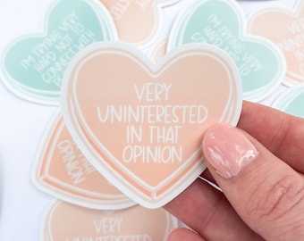 Schitt's Creek Sticker | Very Uninterested in That Opinion | David Rose Sticker | Heart Vinyl Sticker | Conversation Heart | 2x2in