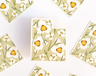Utah Vinyl Sticker | State Stickers | Utah State Flower | Sego Lily | Floral Sticker | 2.5x3in | Waterproof | Die Cut Sticker