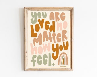 Sie werden geliebt | Sie sind geliebt Digitaldruck | Digitaler Download | Regenbogen-Druck | Sie sind geliebt Wandkunst | Druckbare Kunst | Liebe Zitat
