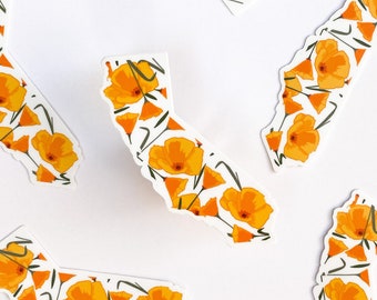 California Vinyl Sticker | State Stickers | California State Flower | Cali Poppy | Floral Sticker | 2.5x3in | Waterproof | Die Cut Sticker