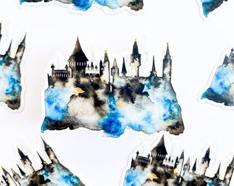 Harry Potter Vinyl Sticker | Watercolor Hogwarts Sticker | Hogwarts Castle Sticker | Harry Potter Watercolor | Waterproof | 3x2.2in