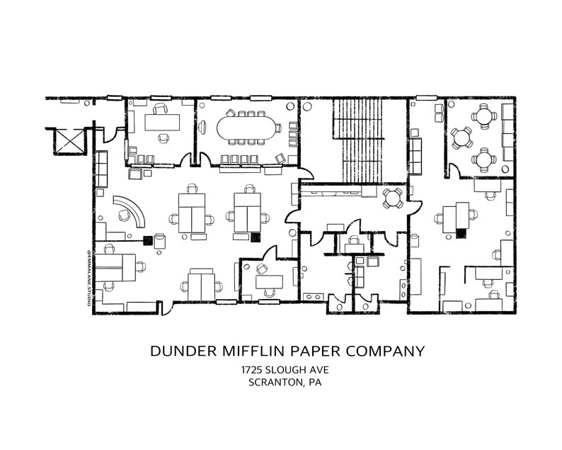 The Office Floor Plan The Office TV Show Blueprint Etsy