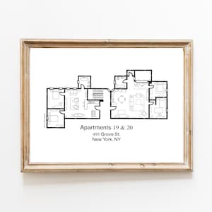Puede incluir: Plano de planta en blanco y negro de los apartamentos 19 y 20 en 495 Grove St. Nueva York, NY.