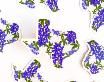 Texas Vinyl Sticker | State Stickers | Texas State Flower | Bluebonnet | Floral Sticker | 3x3in | Waterproof | Die Cut Sticker