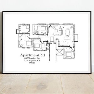 New Girl Floor Plan | New Girl TV Show | Blueprint | Apartment 4D | Apartment 4D Layout | Architectural Art