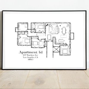 New Girl Floor Plan | New Girl TV Show | Blueprint | Apartment 4D | Apartment 4D Layout | Architectural Art