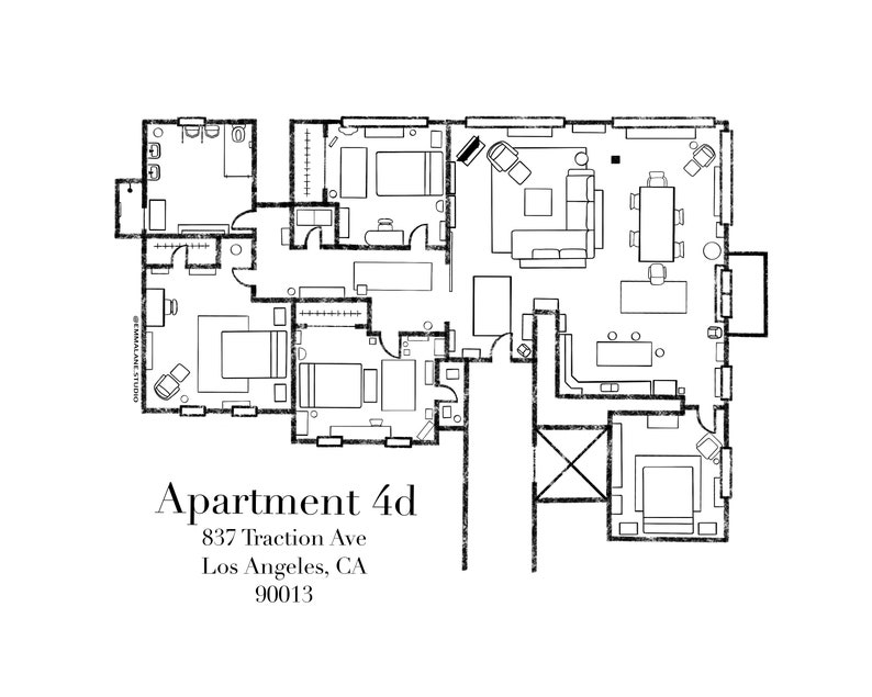 New Girl Floor Plan | New Girl TV Show | Blueprint | Apartment 4D ...