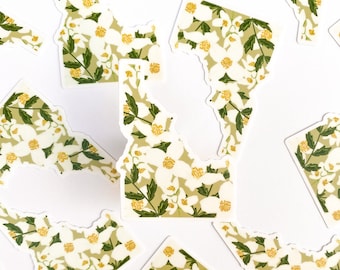 Idaho Vinyl Sticker | State Stickers | Idaho State Flower | Syringa | Floral Sticker | 2x3in | Waterproof | Die Cut Sticker
