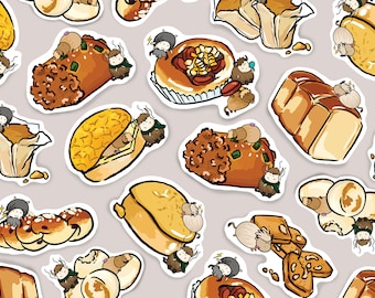 Baked Goods Sticker With Ox (1-8pc)/ Hong Kong Food / Glossy Vinyl