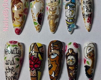 Set de uñas inspirado en La Bella y la Bestia