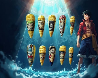 Uñas hechas a mano inspiradas en One Piece / Bounty /