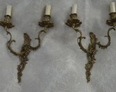 Pair of Elegant huge bronze French Vintage Wall lights Sconces Electric Candelabras. Rococo.Baroque.French chateau. Paris apartment.