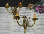 Antique elegant pair of Bronze French Wall lights Sconce Candelabra Paris apartment art nouveau.