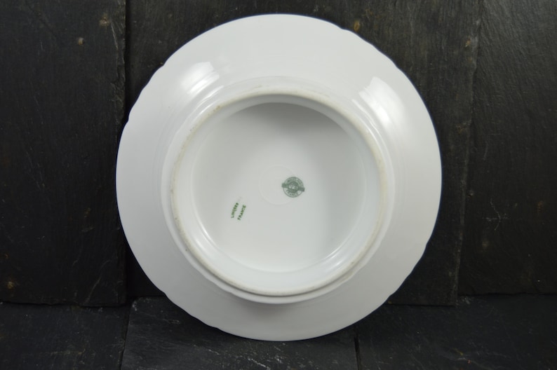 Lovely Vintage French pink flowers dessert dish piedouche with small round footed by porcelain Limoges
