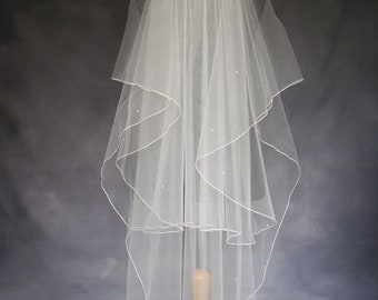 2 tier Fingertip veil with scattered Swarovski crystal