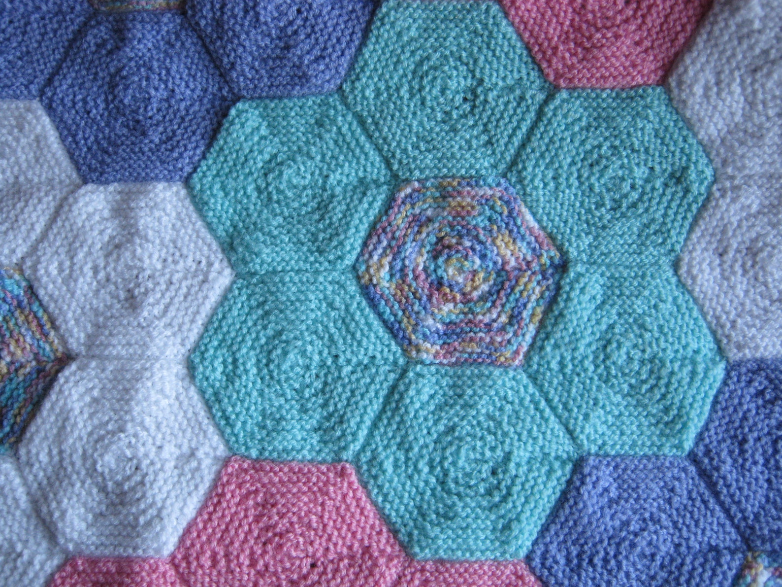 Hand Knitted Hexagon Patchwork Baby Blanket 29 X 31 Inches 74 Etsy UK