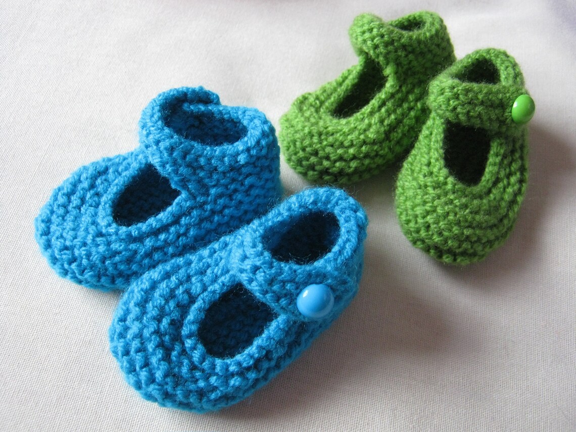Hand Knitted Baby Mary Jane Shoes/booties in Bright Colours Etsy