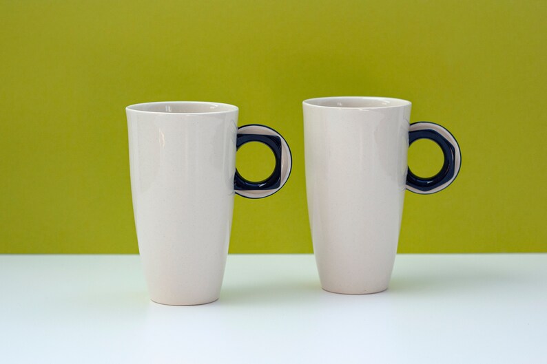 White Coffee Cup, Colored Tea Mug, Drinking Mug, Art Mug, Ceramic Coffee Mug, Tea Cup, Modern Cup, Tea Time, Tea Party Gift, Studio Pottery black