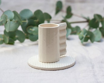 Coffee Cup and Saucer, Coffee Drinkware, Coffee Mug, Small Mug and Saucer, Ceramic Cup, Ceramic Drinkware, Kitchen Gift Cup Kitchen Gift Mug