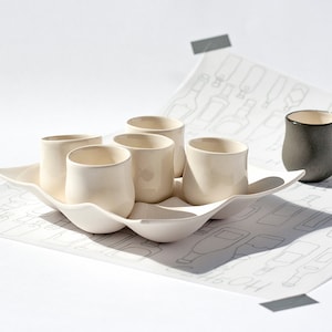 Set Of Cups, Porcelain Cups, Serving Set, Stoneware Set, Shot Glasses, Wedding Party Glasses, Party Tableware, Cup Set, Japanese Tea Set image 1