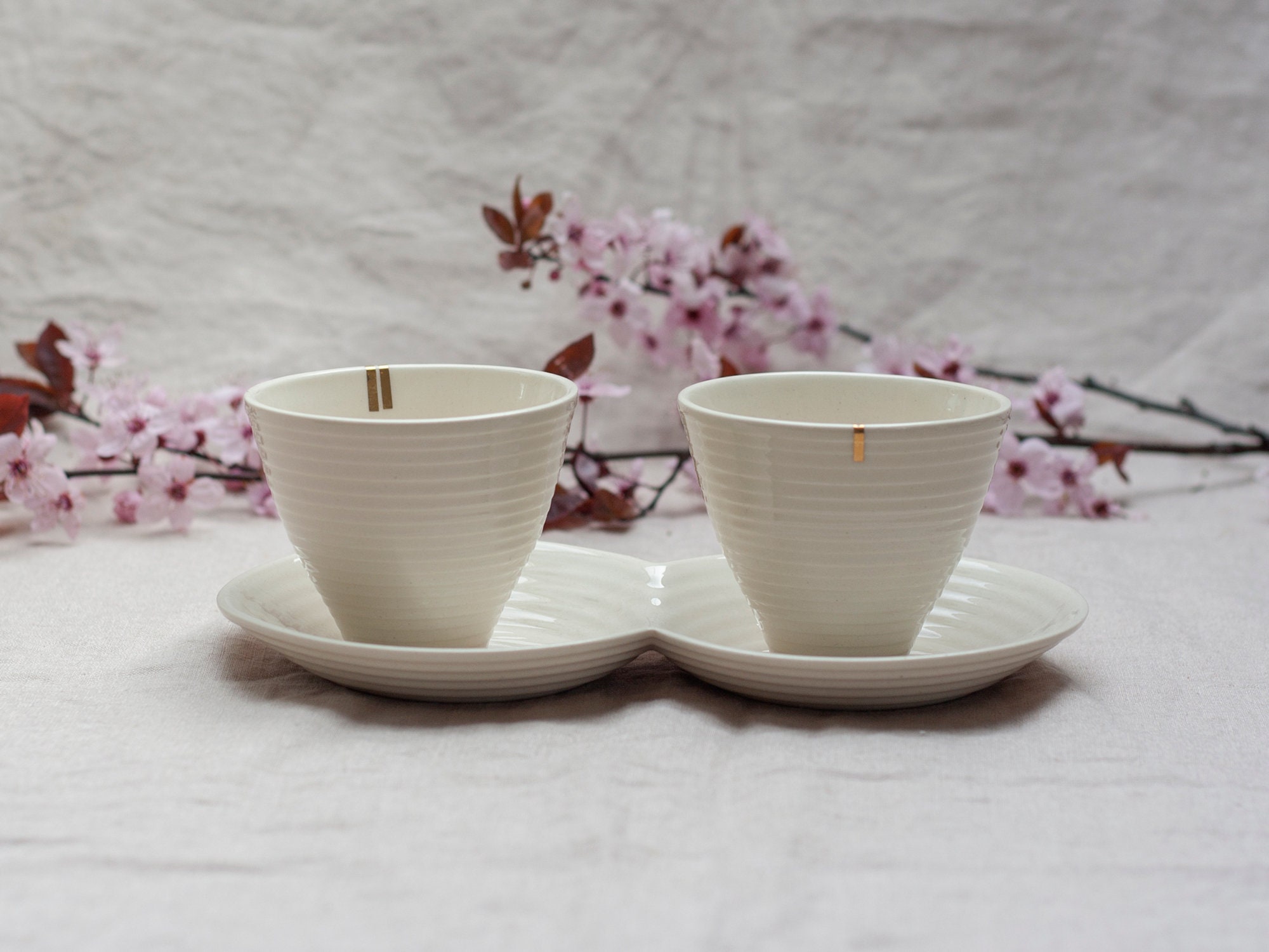 White Porcelain Espresso Set, Gold Detail, Handmade Porcelain Cup and ...