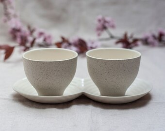 Sandy Porcelain Espresso Set, White Ceramic Coffee Cup and Saucer