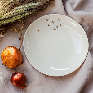 Dragonfly plate, Porcelain plate, Contemporary ceramics, Minimalistic, White plate, Ceramic plate, Porcelain dish, Unique dinnerware, Dish