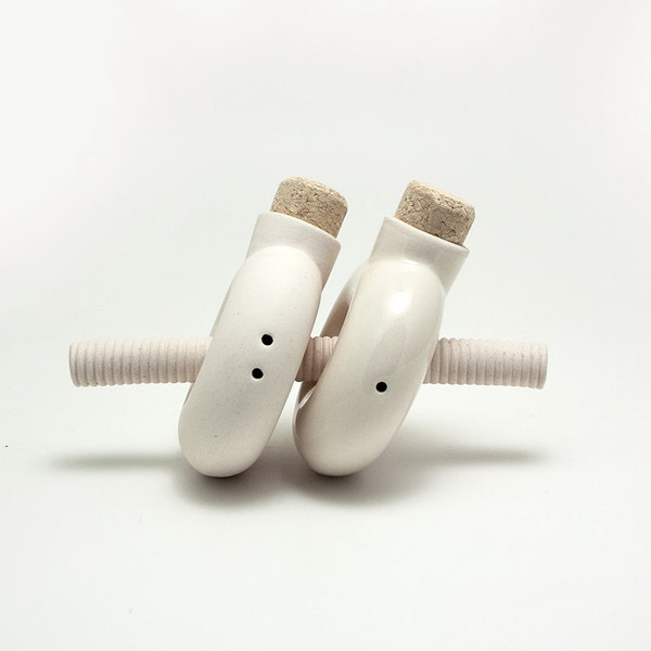 White Porcelain Ring Salt and Pepper Shakers, Modern Table Art