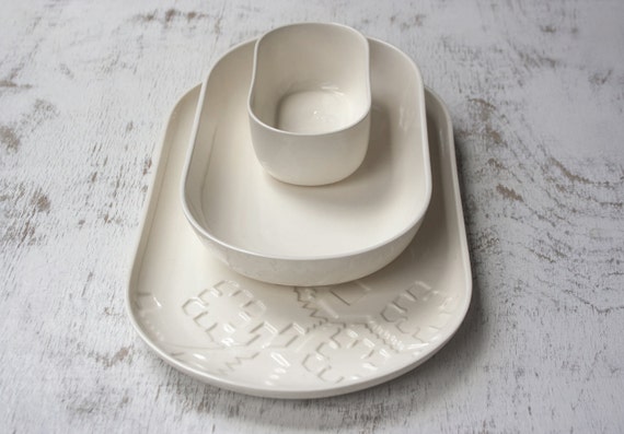 Serving Set Three Piece Dinner Set Modern Dinnerware Set, Unique dinnerware Porcelain dinnerware set Contemporary dining