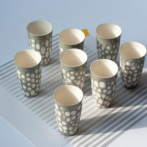Gray Minimalist Mug, Tumbler, Dotted Cups, Art Pottery Tumbler, Rustic Mug, Tumbler Cup, Wedding Tableware, Rustic Pottery, New Home Gift image 5