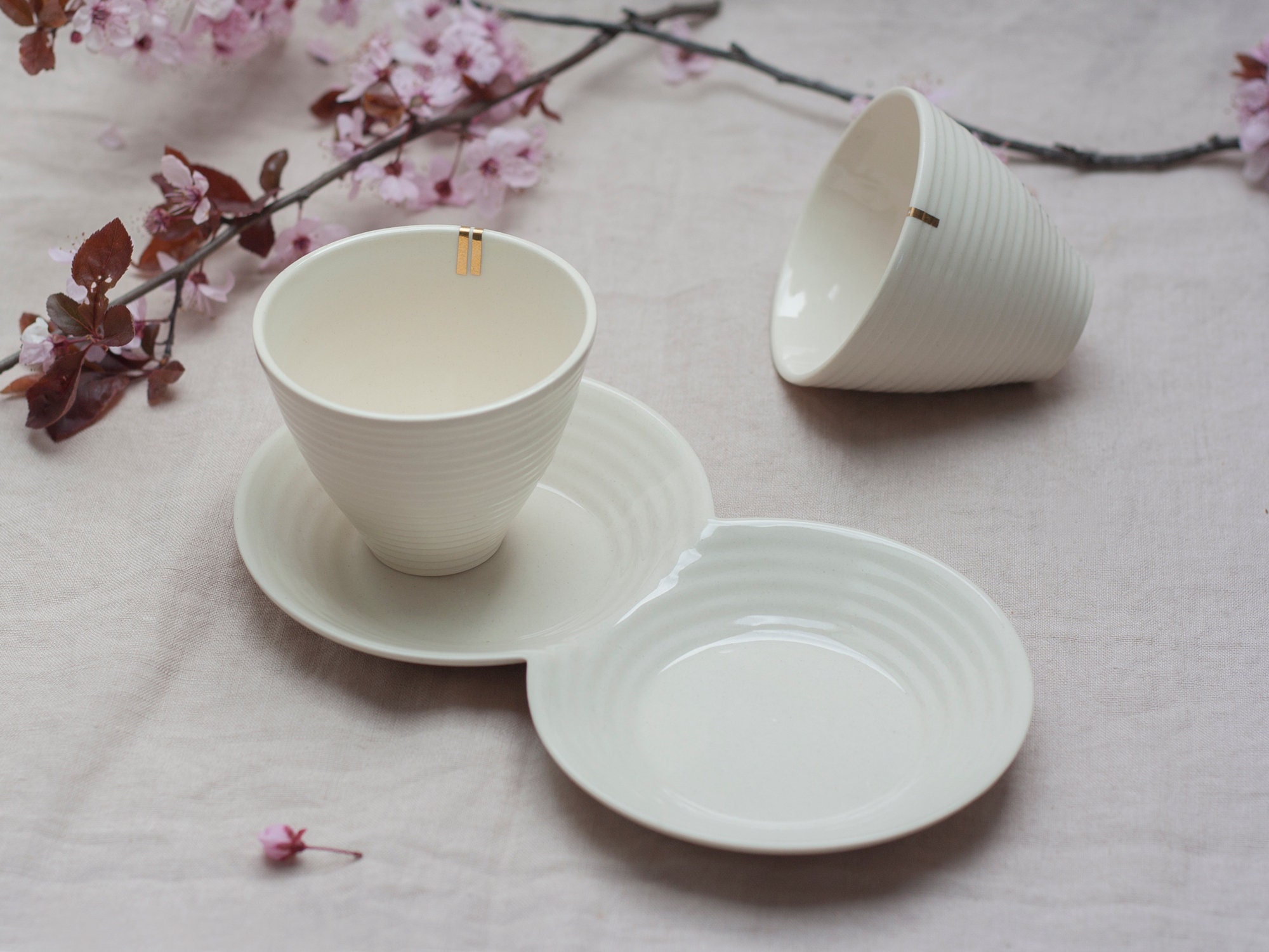 Coffee Cups and Saucer, White Porcelain Barware, Espresso Set ...