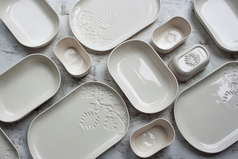 Serving Set Three Piece Dinner Set Modern Dinnerware Set, Unique dinnerware Porcelain dinnerware set Contemporary dining