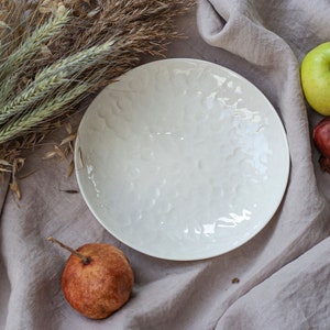 Plate, Fingerprint plate, Porcelain plate,  Ceramic dinner plate, White plate, Unique dinnerware, Porcelain dish