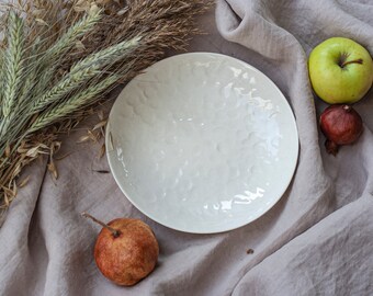 Handmade Fingerprint Porcelain Plate, Unique Ceramic Dinnerware