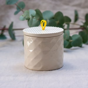 Geometric Home Decor, Salt Cellar, Porcelain Jar, Pot With Lid, Sugar Bowl, Salt Container, Spice Jar, Tea Bag Container, Salt Keeper