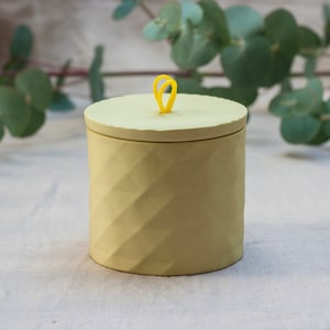 Yellow Sugar Bowl, Salt Cellar, Porcelain Jar, Pot With Lid, Geometric Home Decor, Salt Container, Spice Jar, Tea Bag Container, Salt Keeper