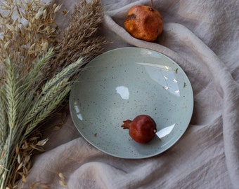 Porcelain Plate with Gold Dragonflies, Minimalist Porcelain Dinnerware