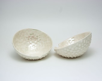 White Porcelain Ashtray, Mother of Pearl Luster, Ceramic Smoker Gift