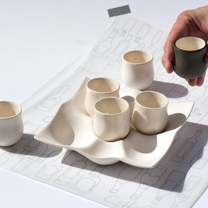 Set Of Cups, Porcelain Cups, Serving Set, Stoneware Set, Shot Glasses, Wedding Party Glasses, Party Tableware, Cup Set, Japanese Tea Set image 5