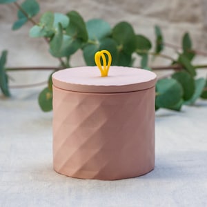 Pink Sugar Bowl, Salt Cellar, Porcelain Jar, Pot With Lid, Geometric Home Decor, Salt Container, Spice Jar, Tea Bag Container, Salt Keeper