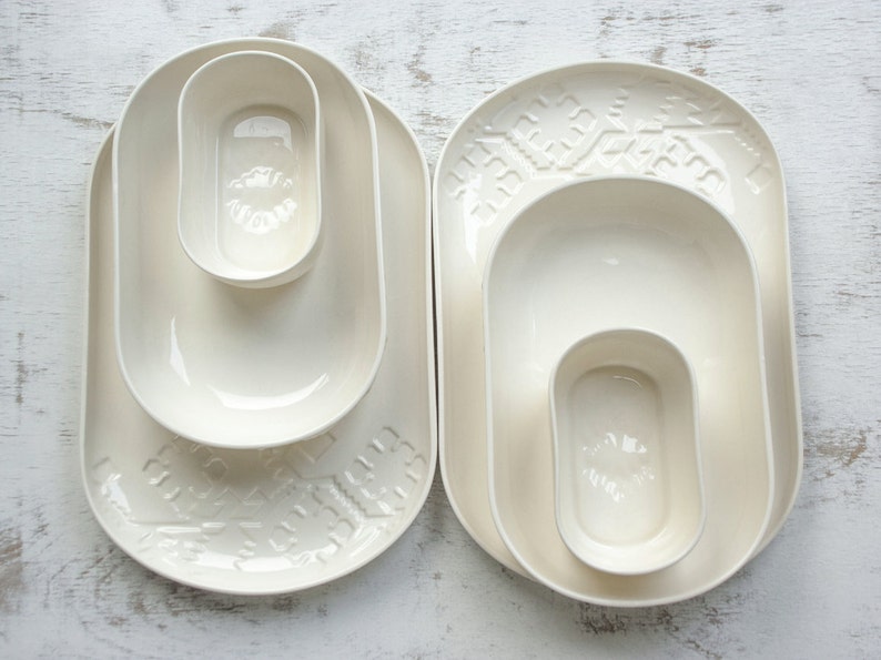 Serving Set Three Piece Dinner Set Modern Dinnerware Set, Unique dinnerware Porcelain dinnerware set Contemporary dining