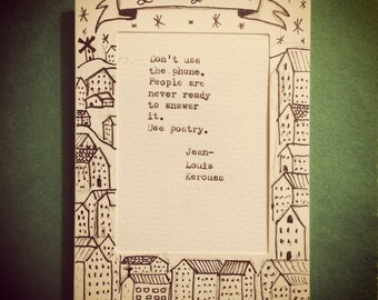 Hand Typed Jack Kerouac Quote in a Paper Frame