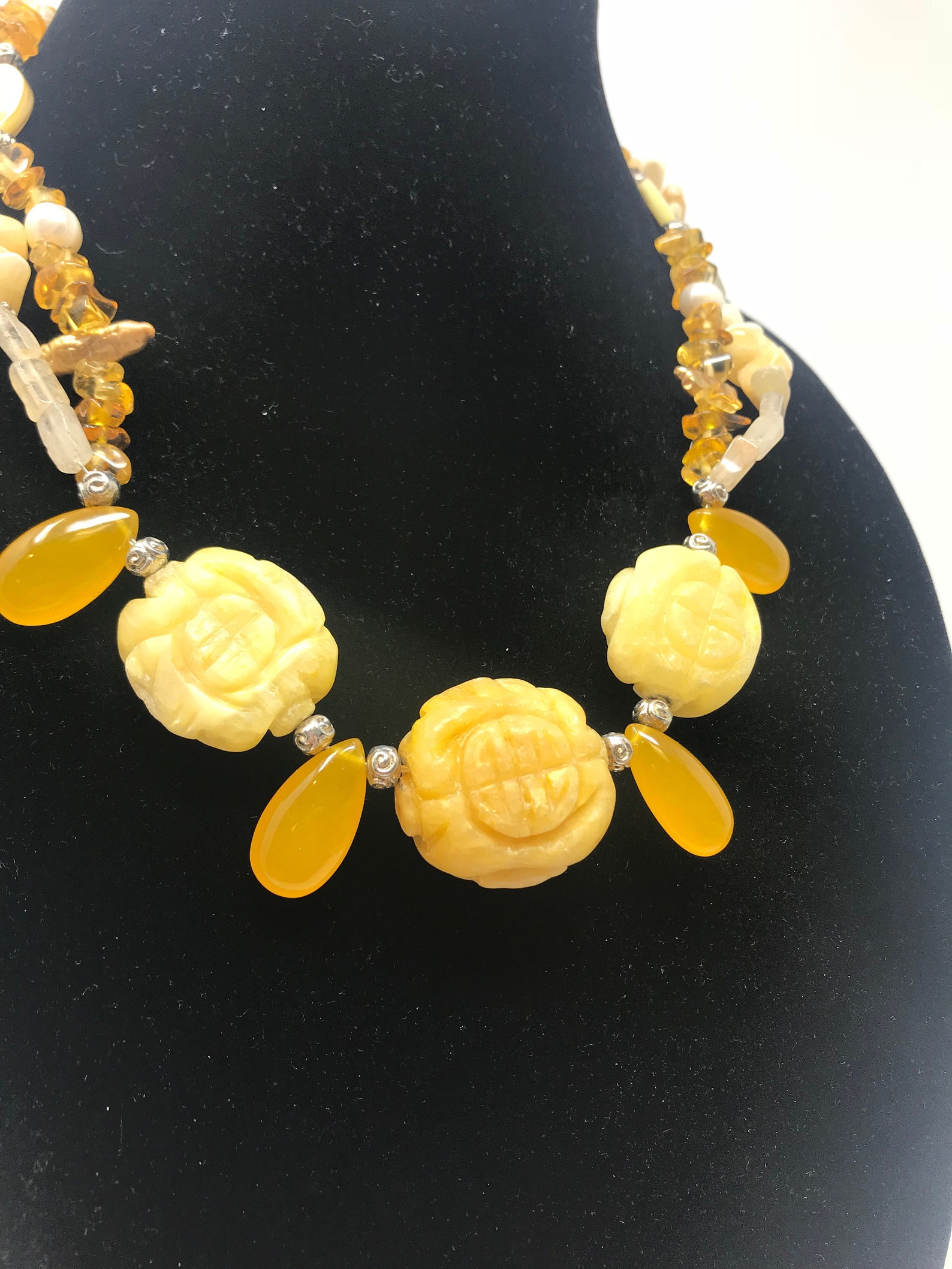 Yellow Roses Necklace Etsy