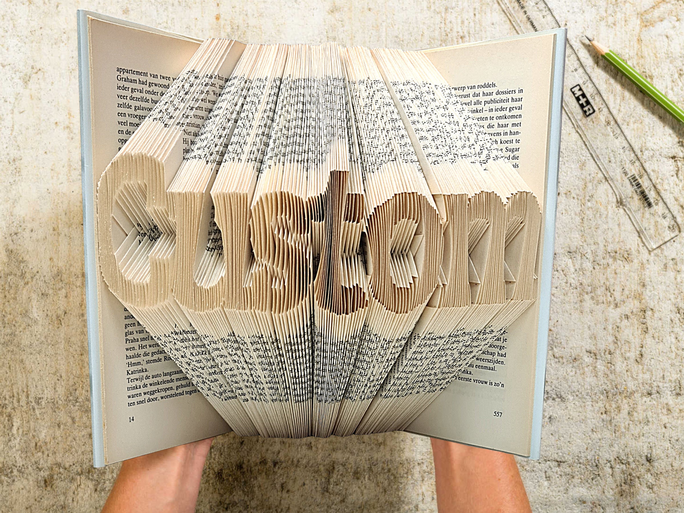 Fold books into words custom bree font art of paper folding Etsy