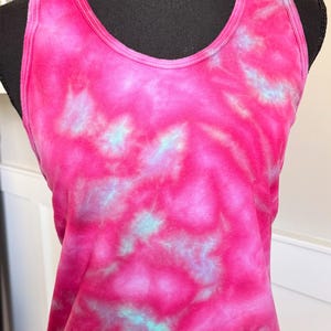 Unisex Tank | Pink and Green  | Size Large | Ready to Ship | Tie Dye Tank